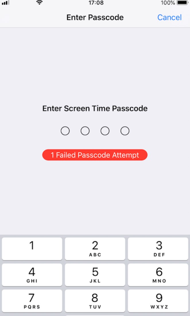 what is the default screen time passcode