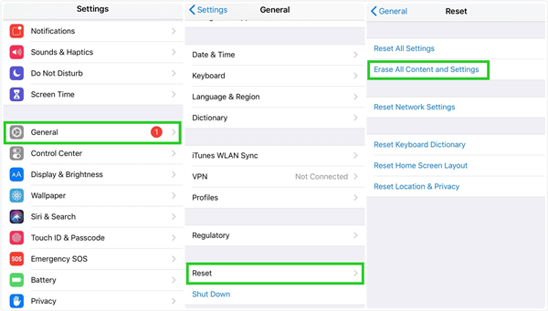 erase all content and settings iPhone