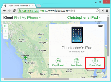 factory reset iPad with Find my iPad