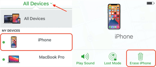 erase iphone via icloud to remove passcode
