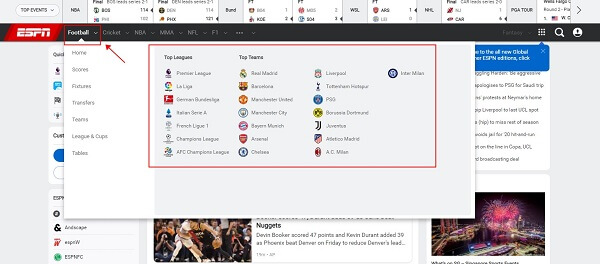 view Football Streaming for free in ESPN