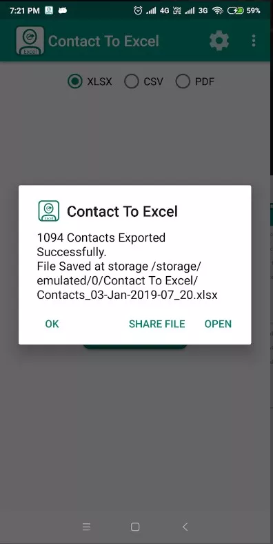 export-contacts-to-excel-successfully