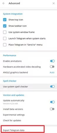 export telegram data recover messages
