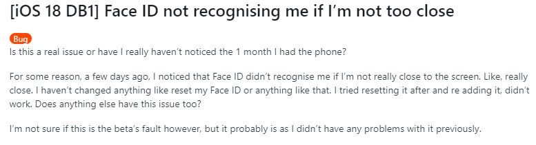 face ID 無法使用 ios 18 測試版