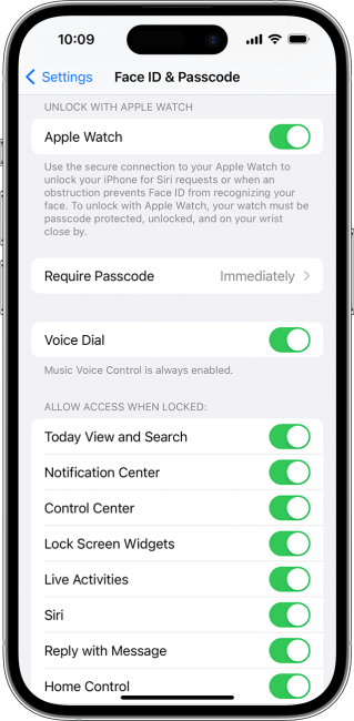 face id passcode unlock with watch