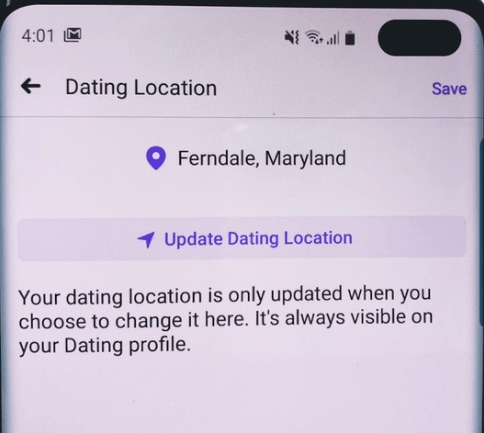 facebook dating location