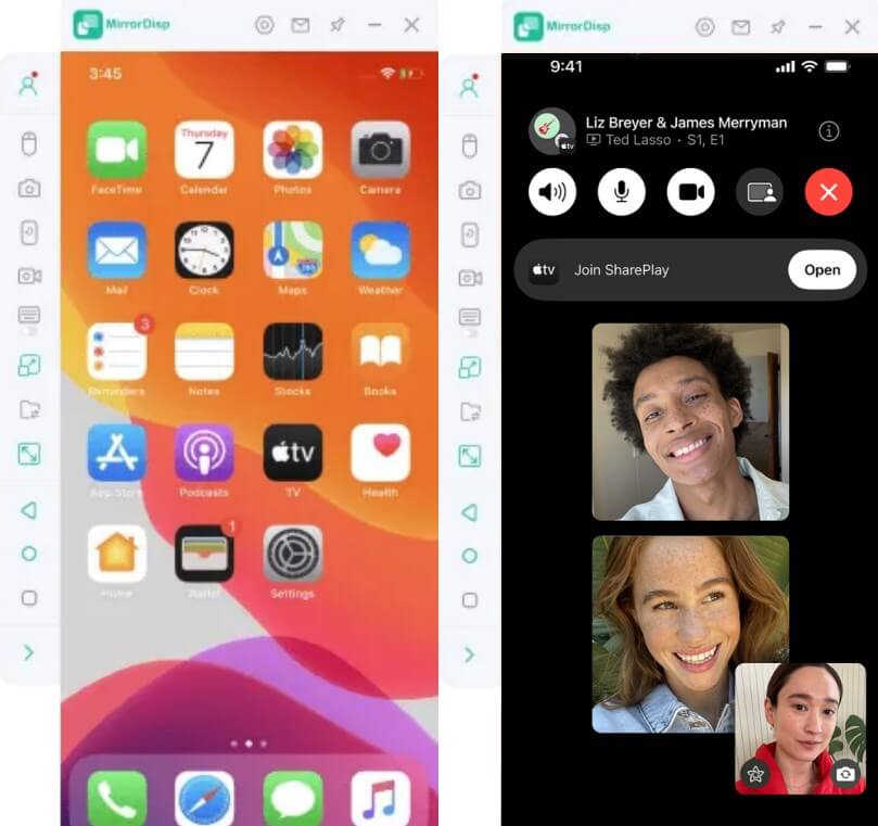 Mirroring and Sharing FaceTime Call