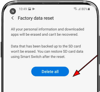 delete all data