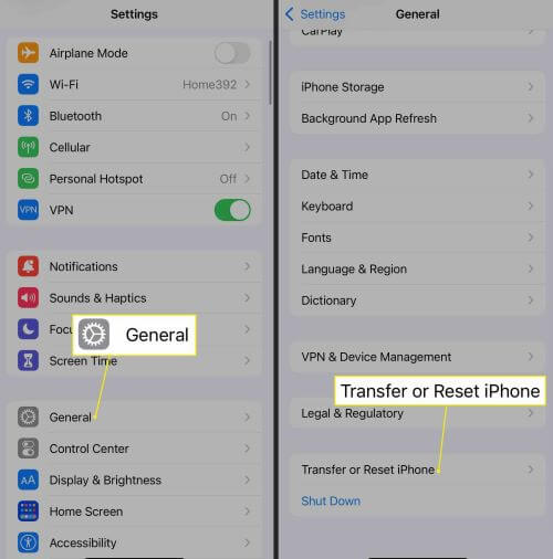 reset network settings for iOS 15
