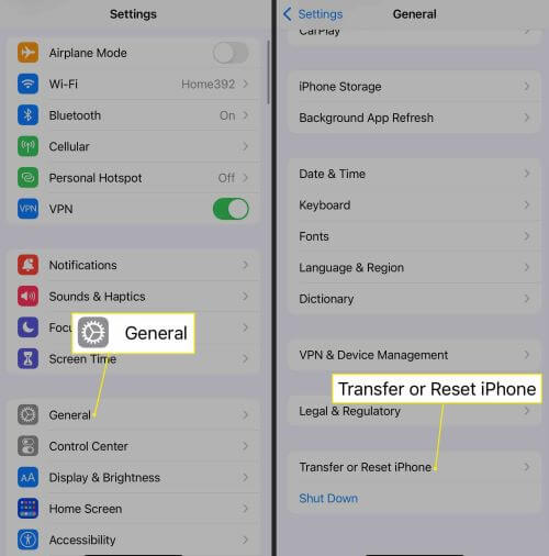 reset all settings on iPhone