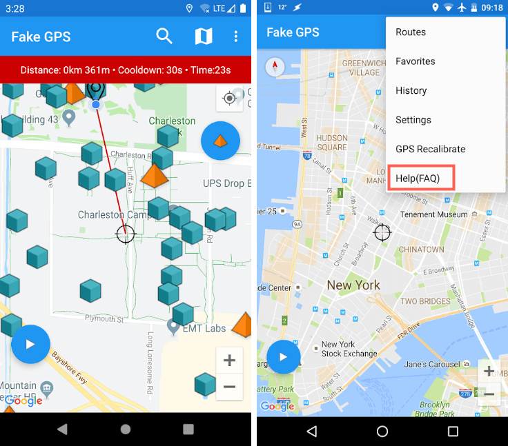Fake GPS location and joystick app