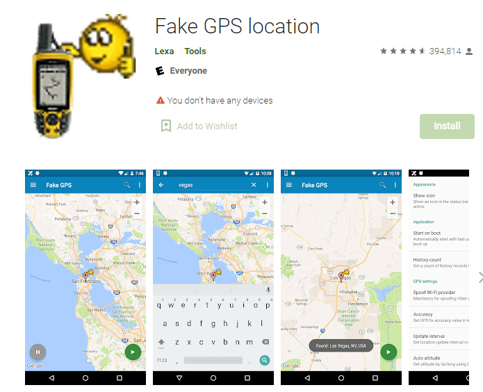 fake gps location google play store
