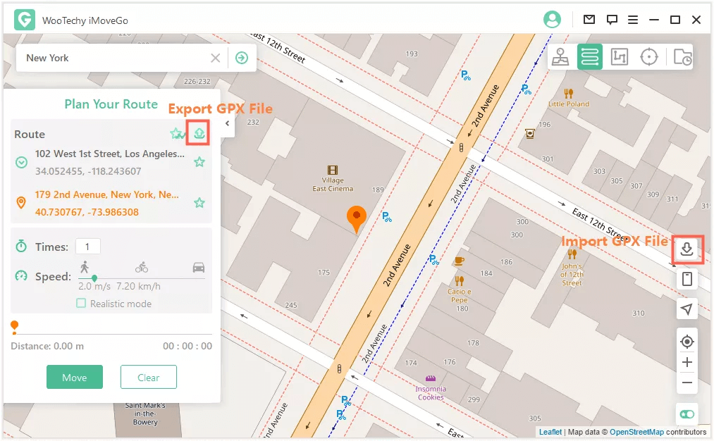 import or export gpx file