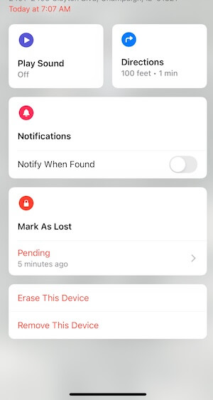 find my app erase option