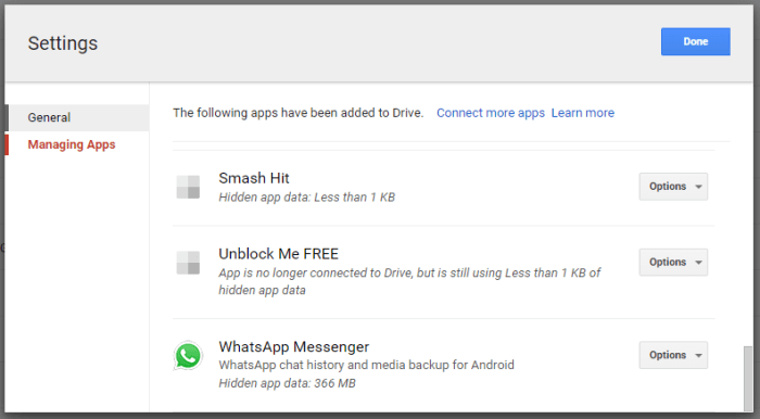 find Whatsapp backup on Google Drive