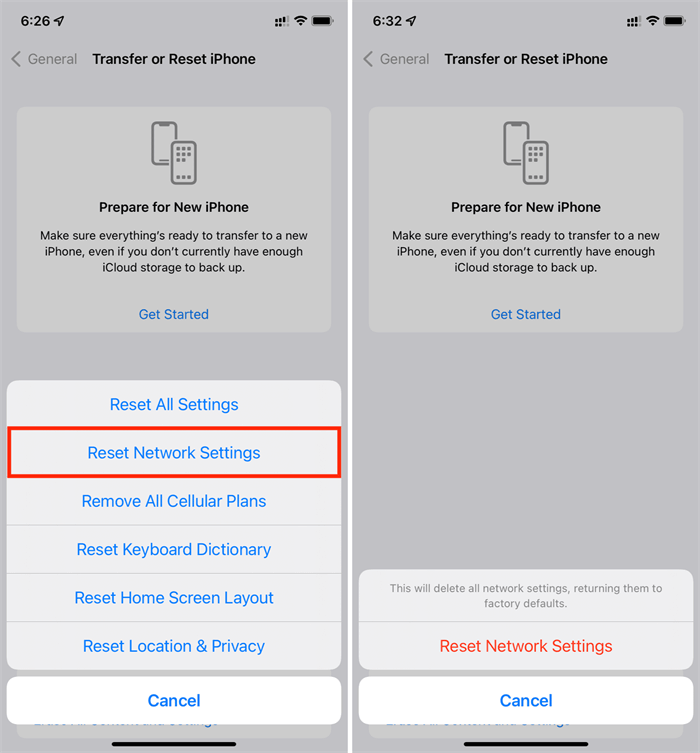 fix network connections iphone