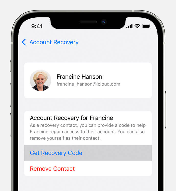 get recovery code iphone