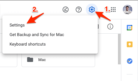 Google Drive settings