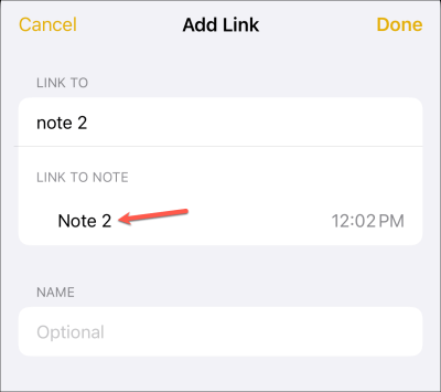 how to add link in notes
