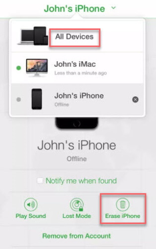 how to change iphone password on find my