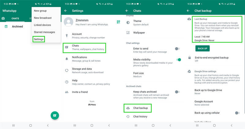 how to check WhatsApp chat backup