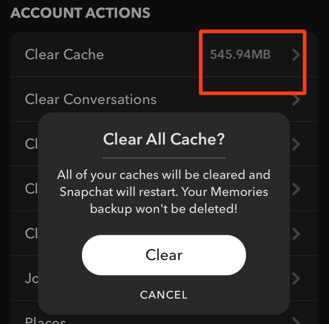 how to clear snapchat cache