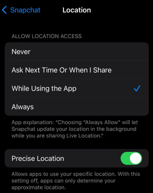 how to enable snapchat location premission