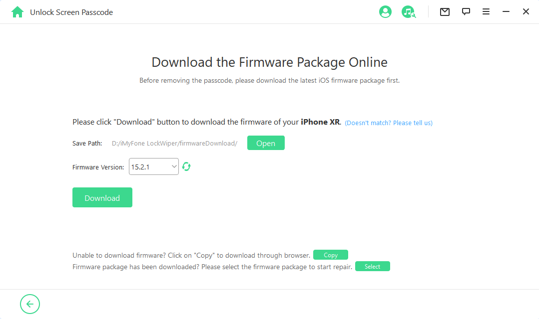 Select the downloaded firmware