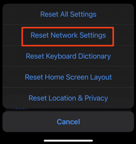 how to reset network settings on iphone