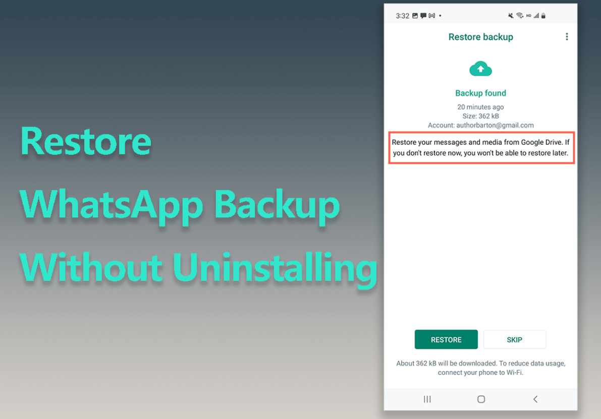 how to restore whatsapp backup without uninstalling