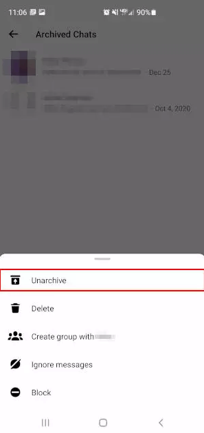 how to unarchive chats on messenger