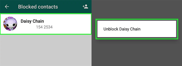 how to unblock a contact on WhatsApp
