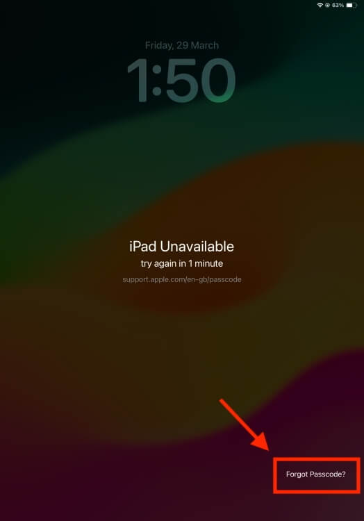 ipad unavailable forgot passcode