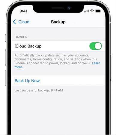 icloud back up now