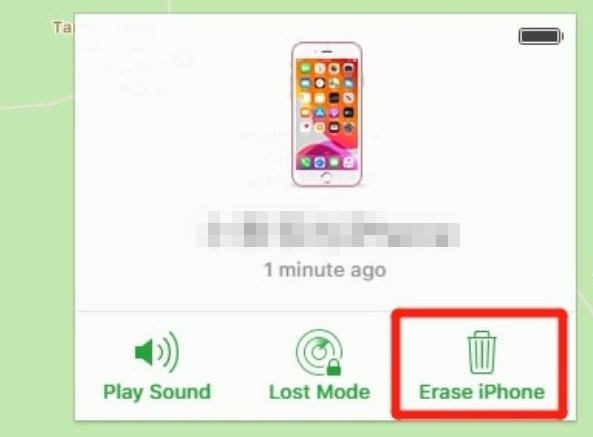 erase iPhone via icloud