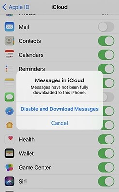 icloud disable and download messenges notification