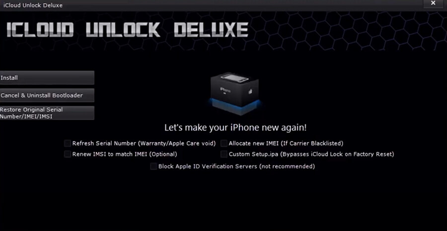 icloud unlock deluxe menu 