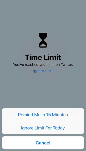 ignore limit to get around screen time