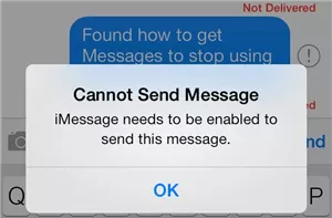 iMessage needs to be enabled to send this message