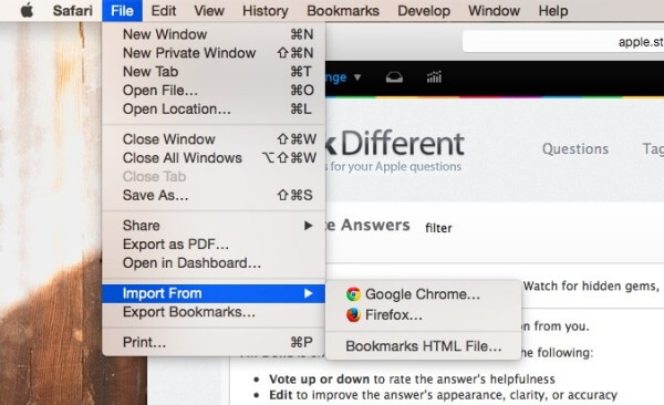 import Safari bookmarks on mac