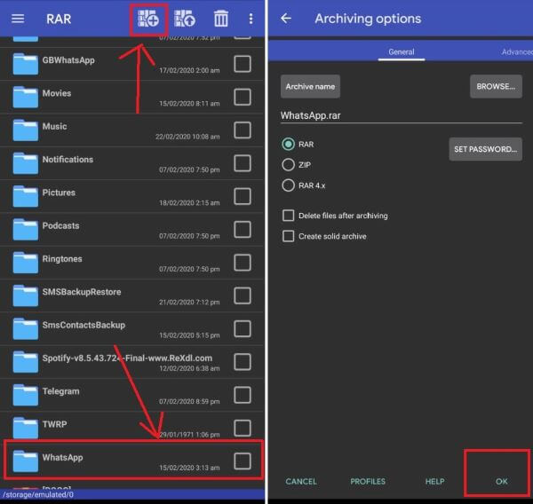 import WhatsApp chat from zip file on Android