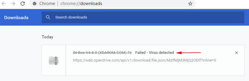 inbox v4.8.0 download virus detected
