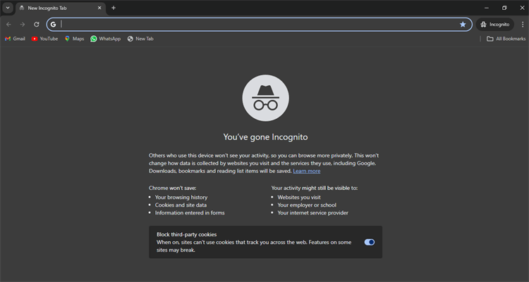 incognito or private mode chrome