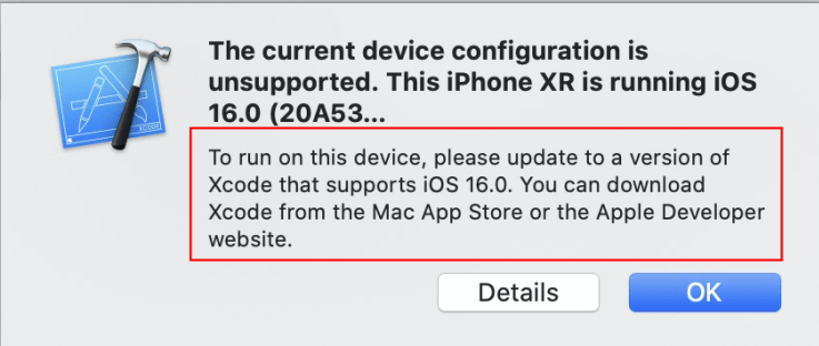 ios 16 version xcode notification