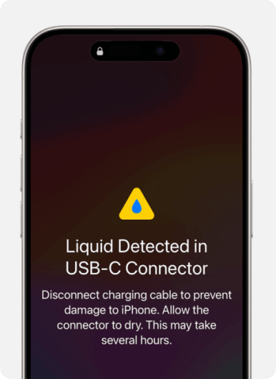 ios 17 liquid detected prompt