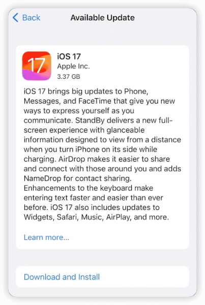 upgrade iPhone to iOS 17