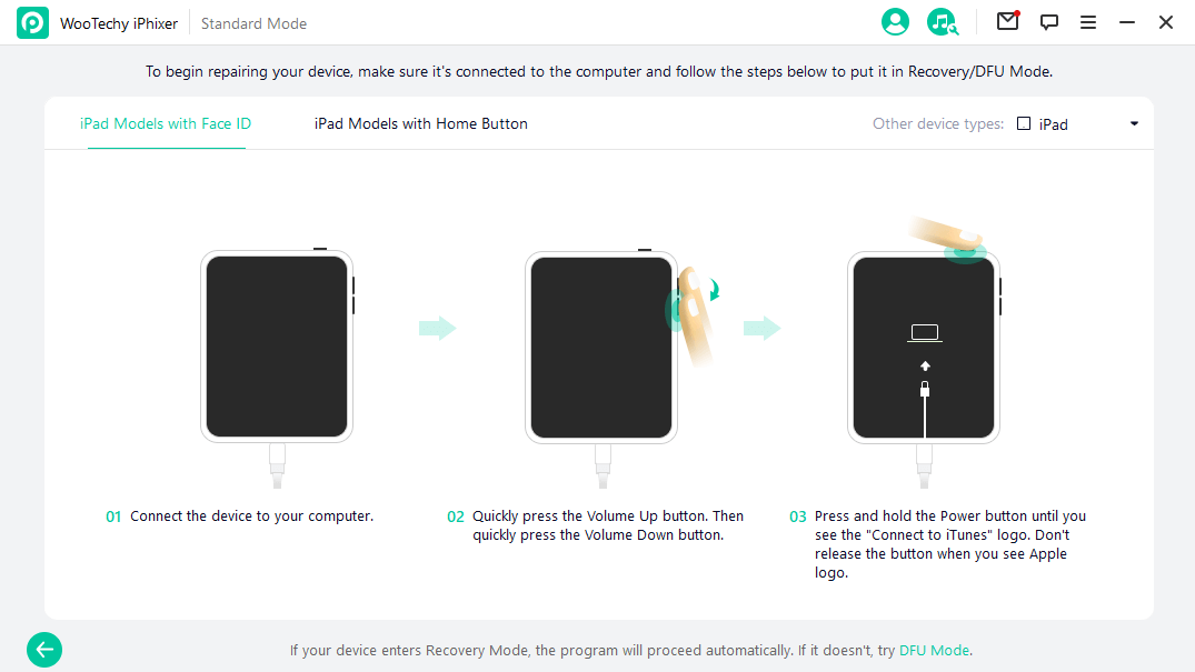 mettre l'iPad en mode de récupération