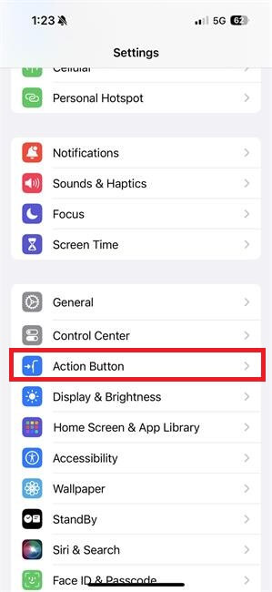 iphone 15 action button settings