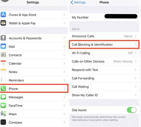 check iPhone call blocking