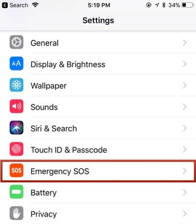 disable iPhone emergency SOS mode